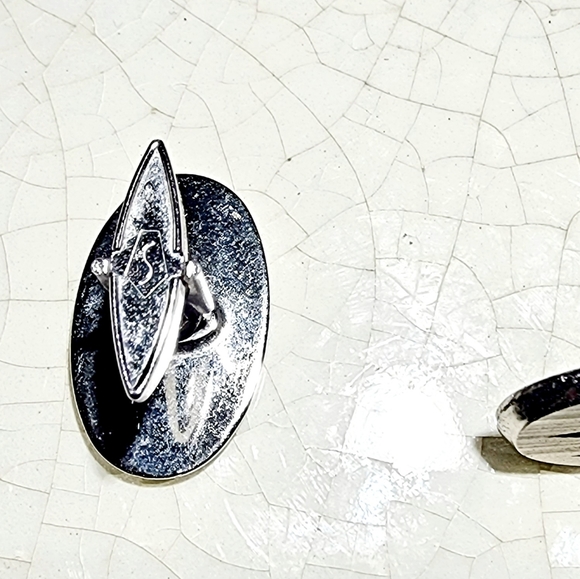 Swank sterling silver mid century modern oval men's cufflinks - Picture 5 of 6